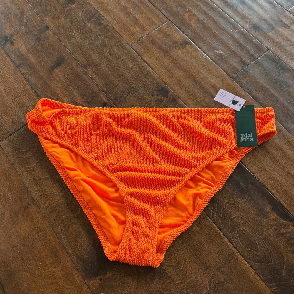 Wild Fable Orange‎ Smocked Mid Rise High Leg Cheeky Bikini Bottom 2X Plus Size